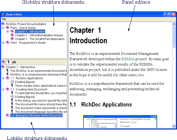 [picture]
Panel editace
Globální struktura dokumentu
Lokální struktura dokumentu
[end of picture]